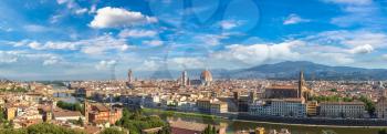 Panoramic view of cathedral Santa Maria del Fiore in Florence, Italy in a beautiful summer day