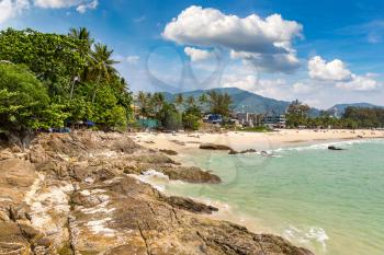 Patong beach and Andaman sea on Phuket in Thailand in a summer day