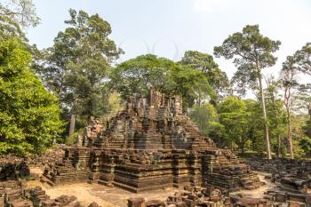 Preah Pithu temple ruins is Khmer ancient temple in complex Angkor Wat in Siem Reap, Cambodia in a summer day