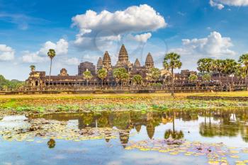 Angkor Wat temple in Siem Reap, Cambodia in a summer day