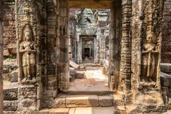 Preah Khan temple in complex Angkor Wat in Siem Reap, Cambodia in a summer day