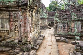 Preah Khan temple in complex Angkor Wat in Siem Reap, Cambodia in a summer day