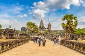 Angkor Wat temple in Siem Reap, Cambodia in a summer day
