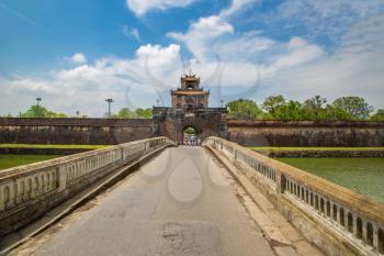 Gate of Hue Citadel, Imperial Royal Palace, Forbidden city in Hue, Vietnam in a summer day