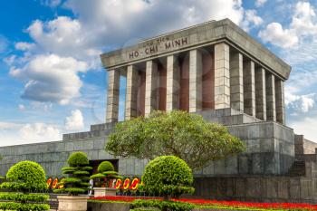 Ho Chi Minh Mausoleum in Hanoi, Vietnam in a summer day