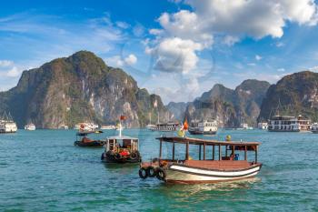 World natural heritage Halong bay, Vietnam in a summer day