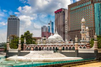 Sultan Abdul Samad Jamek Mosque (Masjid Jamek) in Kuala Lumpur, Malaysia at summer day