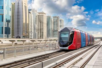 New modern tram in Dubai, United Arab Emirates
