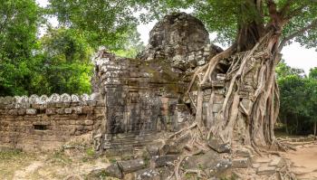 Panorama of Ta Som temple in complex Angkor Wat in Siem Reap, Cambodia in a summer day