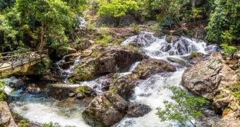 Panorama of Datanla Waterfall in Dalat, Vietnam in a summer day