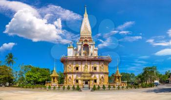 Panorama of Wat Chalong temple in Phuket in Thailand in a summer day