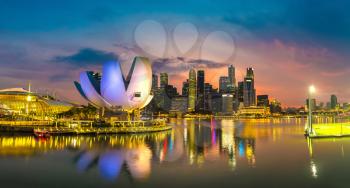SINGAPORE - JUNE 23, 2018:  Panorama of Museum of Art and Science in Singapore at summer day