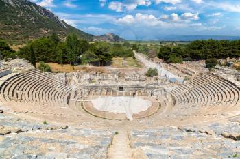 Amphitheater (Coliseum) in ancient city Ephesus, Turkey in a beautiful summer day