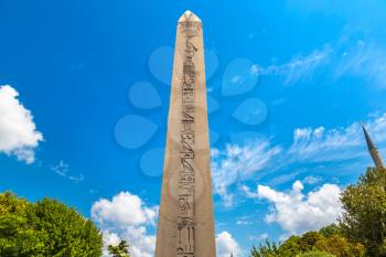 Ancient Egyptian Obelisk of Theodosius in Istanbul, Turkey in a beautiful summer day