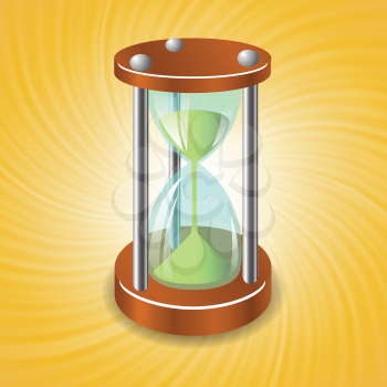 colorful illustration with sandclock on a sun wave background for your design