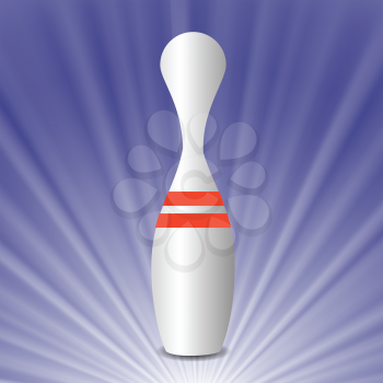 colorful illustration with bowling pin on a blue wave background for your design