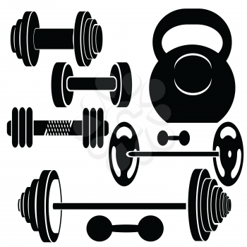 colorful illustration with silhouettes of weights  on a white background for your design