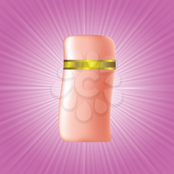colorful illustration with cosmetic bottle on a pink wave background  for your design