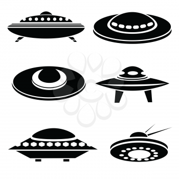 illustration withsilhouettes of spaceships on a white background for your design