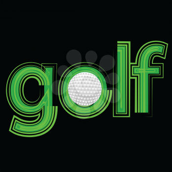 colorful illustration with golf icon on a black background for your design