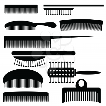  illustration with silhouettes of combs on a white background for your design
