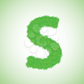 colorful illustration with grass letter on a green background for your design