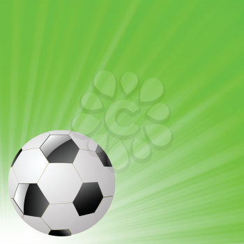 colorful illustration with  soccer ball on a green wave background for your design