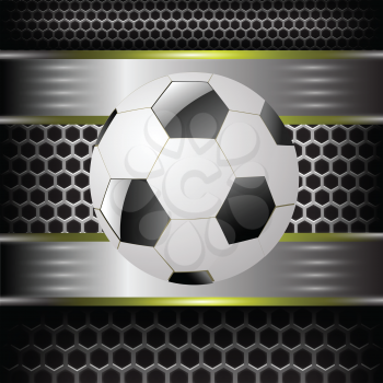 colorful illustration with  soccer ball on a steel background for your design