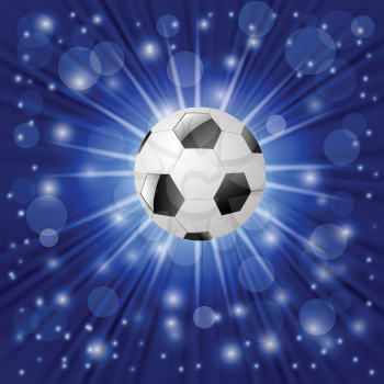 colorful illustration with  soccer ball on a blue background for your design