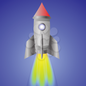 colorful illustration with spaceship for your design