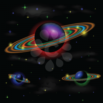 colorful illustration with space background for your design