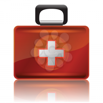 colorful illustration with  red first aid case  for your design