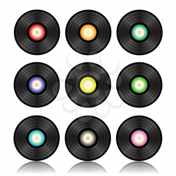 colorful illustration with vinyl records for your design