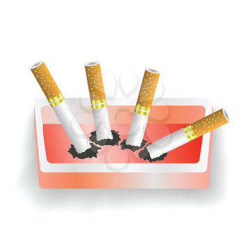 colorful illustration with ashtray and cigarettes for your design