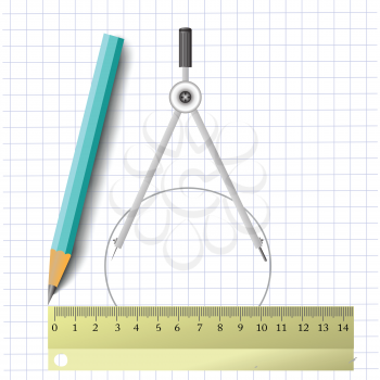 colorful illustration with compass and pencil for your design