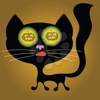 colorful illustration with halloween cat  for your design