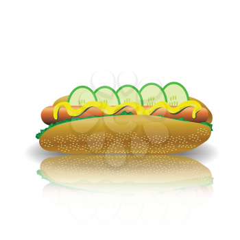 colorful illustration with hot dog for your design