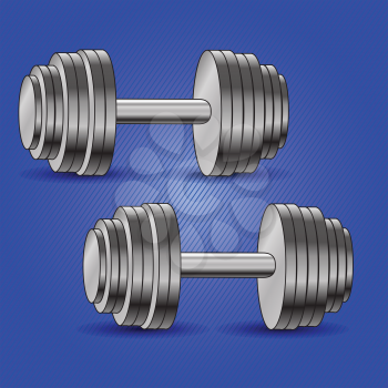 colorful illustration with dumbbell background on blue background  for your design