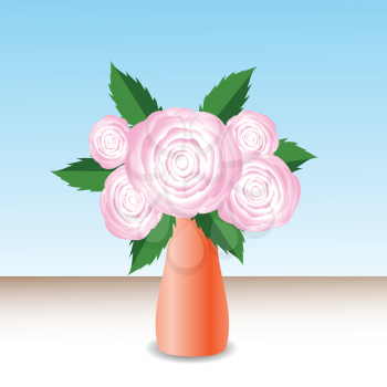 colorful illustration with pink roses for your design