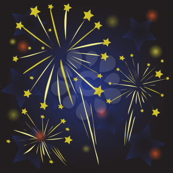 colorful illustration with starry fireworks for your design