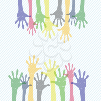colorful illustration with  hands for your design