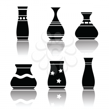 illustration with  black silhouettes of vases for your design