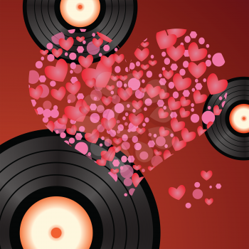 colorful illustration with music heart for your design