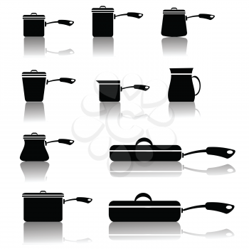  illustration with set of pots and pans for your design