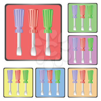 colorful illustration with screwdriver icon for your design