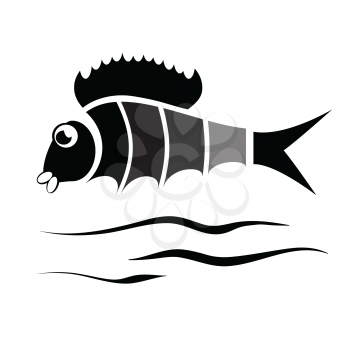  illustration with silhouette of fish  for your design