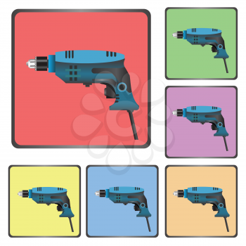 colorful illustration with  icons of drill  for your design