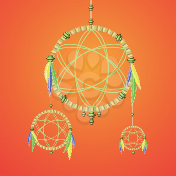 colorful illustration with dream catcher for your design