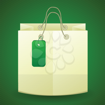 colorful illustration with paper bag on green background  for your design