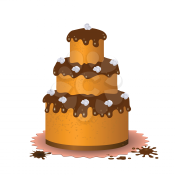 colorful illustration with sweet chocolate cake for your design